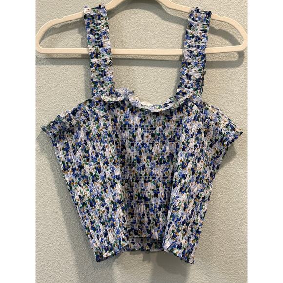 NWT Veronica Beard Averie Smocked Tank Top (Cobalt Blue) - Picture 5 of 9